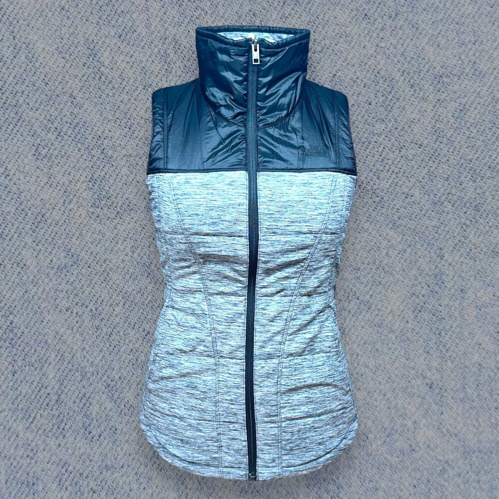 The North Face Women’s Grey and Black Insulated Vest - Zip-Up, Size Small